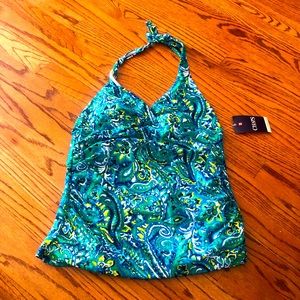 NWT blue /white Chaps tankini size 8